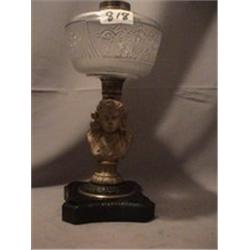 ROSE FIGURE LAMP - SHIELD FONT, 11 1/2"C, 1870 CIRCA 