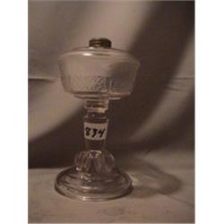 SIX PANEL FINE CUT/ECLIPSE BASE LAMP, 9 1/4"C, 1880 CIRCA 