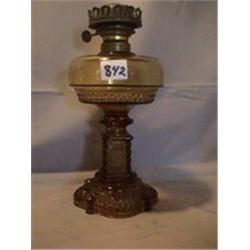 AMBER AQUARIUS LAMP, 12"B, 1890 CIRCA 