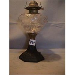 IRON BASE - BERRY VINE FONT LAMP, 11"B, 1870 CIRCA 