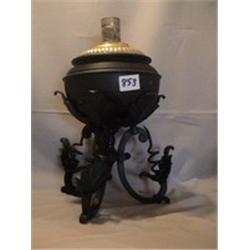 SHORT IRON BOUQUET LAMP, 14"FH, 1890 CIRCA 