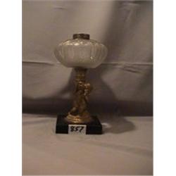 GRAPE HARVEST - LEAF LAMP, 10"C, 1870 CIRCA 