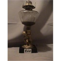 GIRL/LAMB FIGURE LAMP, 12 1/2" B, 1870 CIRCA 