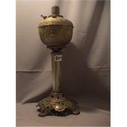 ONYX STEM OIL LAMP, BOUGUET, 19"FH, 1890 CIRCA 