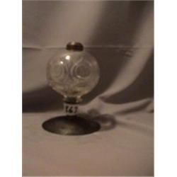 FLAME BULLSEYE MAKE-DO LAMP, 7 1/4"C, 1870 CIRCA 