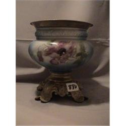 BLUE PINK POPPY LAMP BASE, 9"R, 1890 CIRCA 