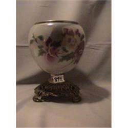 FROSTED PANSY LAMP BASE, 10 1/2"R, 1890 CIRCA 