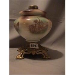ARAB SCENE LAMP, 8 3/4"C, 1890 CIRCA 