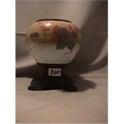 BLUE FLORAL LAMP, 8 1/4"R, 1890 CIRCA