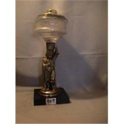 FISHERBOY FIGURE LAMP, 14 3/4" C 1880 CIRCA 