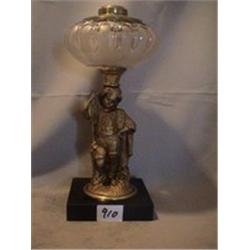 FISHERBOY/FISH LAMP, 12 1/2"C 1880 CIRCA 