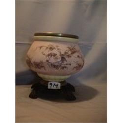MORNING GLORY & SCROLL LAMP BASE, 8 1/4"R, 1890 CIRCA 