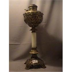 BOUQUET ONYX STEM LAMP, 20 1/2"B, 1895 CIRCA 