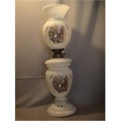 ENGLISH VASE LAMP, CHIPS ON SHADE, 21 1/4"S, 1920 CIRCA 