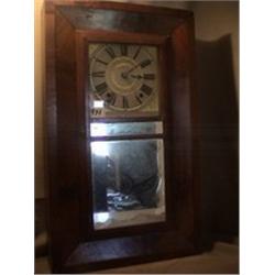 WOOD WORKS CLOCK - ELDRIDGE ATKINS, 27" CIRCA ? 
