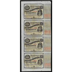 Uncut Sheet of (4) State of Louisiana Baby Bond Obsolete Notes