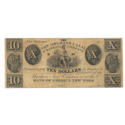 1800's $10 New Orleans Canal & Banking Co.,New Orleans Obsolete Bank Note