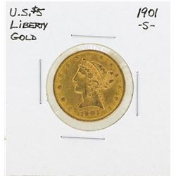 1901-S $5 Liberty Head Half Eagle Gold Coin