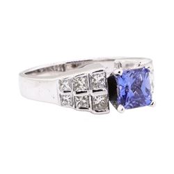 2.00 ctw Sapphire And Diamond Ring - 14KT White Gold