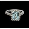 Image 2 : 2.32 ctw Aquamarine and Diamond Ring - 14KT White Gold