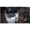 Image 2 : LOT OF WASTE BINS, OFFICE SUPPLIES, AND TABLE LAMP
