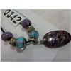 Image 2 : BLACK NECKLACE W/ 4 925 SILVER CHARMS AND PURPLE STONE PENDANT