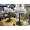 Image 2 : PAIR OF GLASS SHADE TABLE LAMPS