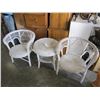 Image 2 : 2 WHITE WICKER CHAIRS AND TABLE