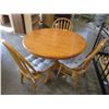 Image 2 : OAK DINING TABLE W/ 3 CHAIRS