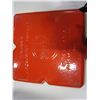 Image 2 : GRISWOLD MADE IN USA ENAMEL CAST IRON RED BREAKFAST SKILLET AND MADE IN FRANCE BLUE VINTAGE CAST IRO
