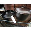 Image 1 : MCCLARYS NUMBER 8 CAST IRON FRYING PAN AND NUMBER 8 CAST IRON COVERED DUTCH OVEN BSR