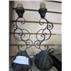 Image 2 : 2 VINTAGE MADE IN SPAIN WROGHT IRON ON WOOD CANDLE HOLDERS