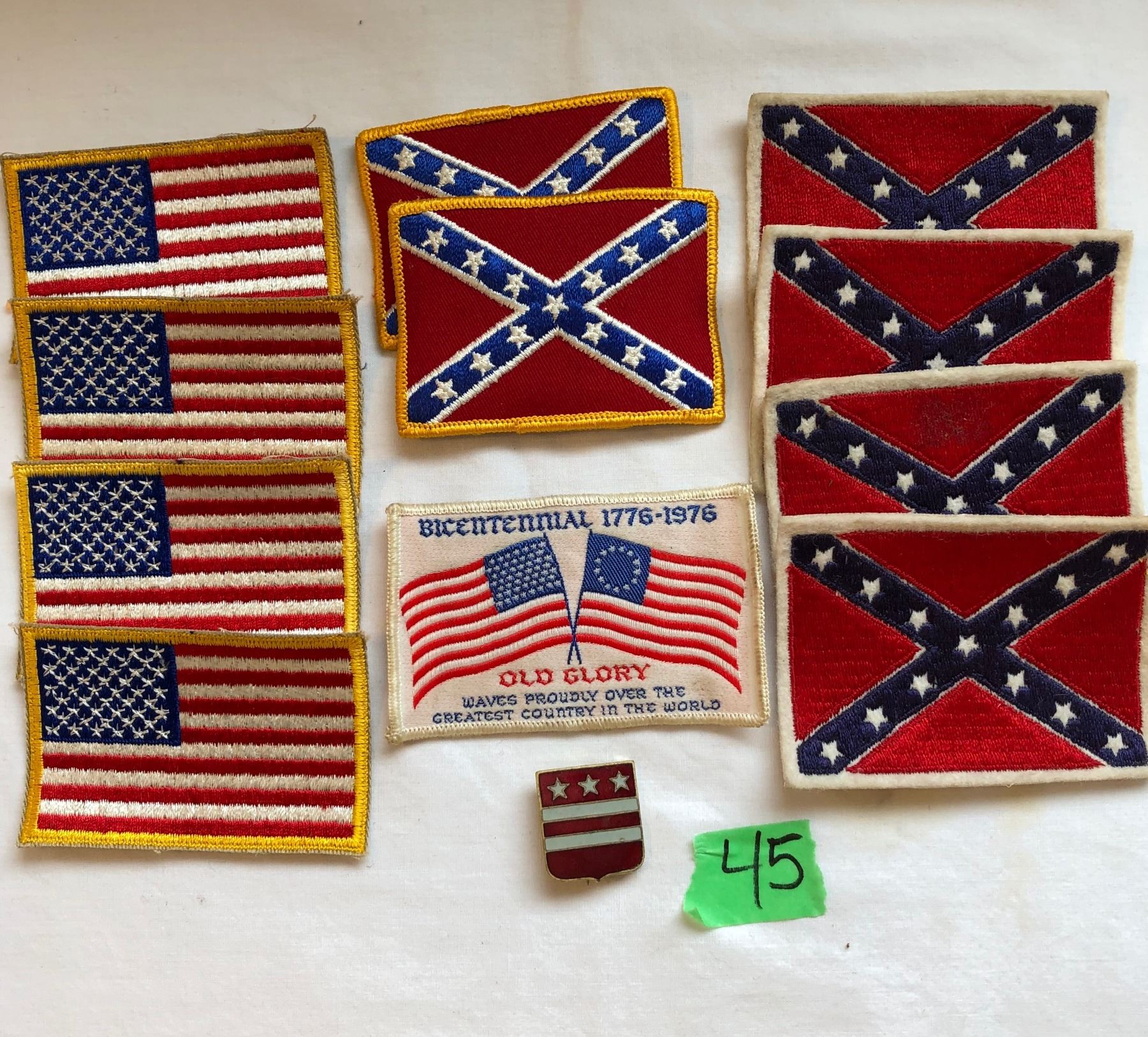 GR OF 12 US ARM PATCHES INCLUDING REBEL FLAGS