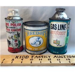 GR OF 3, TURTLE WAX, THREDOPE 1 PINT JOINT CEMENT, K-MART GAS LINE ANTI-FREEZE