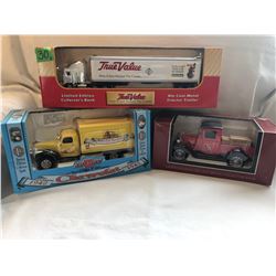 GR OF 3, HOME HARDWARE, TRUE VALUE, TSC - TOY TRUCKS - COLLECTORS BANKS - LIBERTY CLASSICS