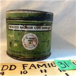 TEXACO 1 LBS MOTOR CUP GREASE TIN - TEXAS, USA