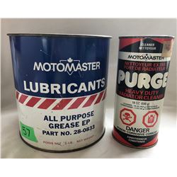 GR OF 2, MOTOMASTER TINS. 5 LBS GREASE & PURGE - FULL.