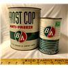 Image 1 : GR OF 2, BA TINS.  1 GAL FROST COP & 1 QT MOTOR OIL - FULL.
