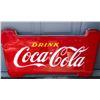 Image 1 : PLASTIC COCA-COLA DISPLAY SIGN MOUNTED ON WOOD FRAME. NOTE: SMALL CRACK, APPROX 4'