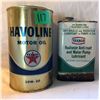 Image 1 : GR OF 2, TEXACO HAVOLINE QT TIN & 16 OZ RADIATOR FLUID TIN