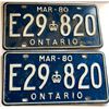 Image 1 : PAIR OF 1980 ONTARIO LICENCE PLATES