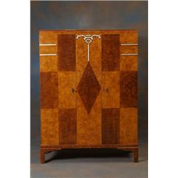  Wardrobe, two doors, art deco, stained wood