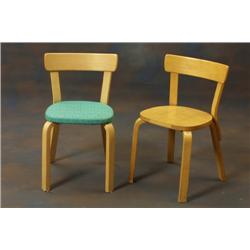  2 chairs, birch, Alvar Aalto, H 73