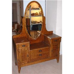  Bureau with mirror, birch, c 1920, H 180