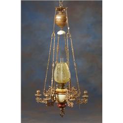  Pendant, paraffin lamp, majolika, H 112