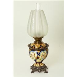  Paraffin lamp, majolica, H 54