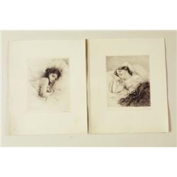  Otto Goetze, 2 etchings, 28x22