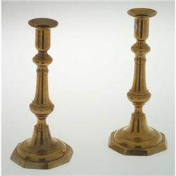  Pair of candlesticks, brass, 18/1900, H 22
