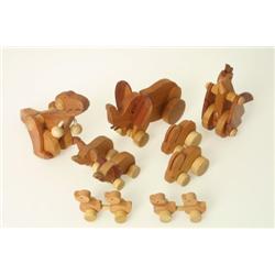  Toys, wood, 9 pieces