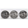 Image 1 : Lot of (3) 1951, 1957, 1958 Franklin Half Dollars